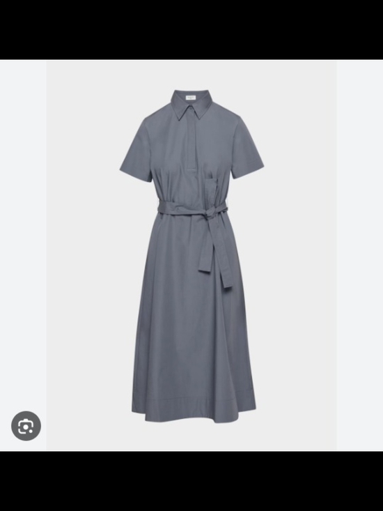 Babaton Dresses & Skirts - Babaton Slate Gray Short-Sleeve Midi Shirt Dress with Self Tie